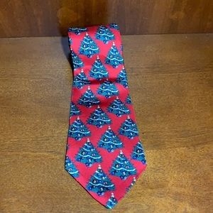 American Traditions red Christmas tree silk tie